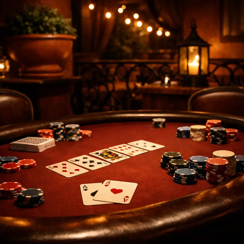 Stół pokerowy w kameralnym wnętrzu Supper Terrace